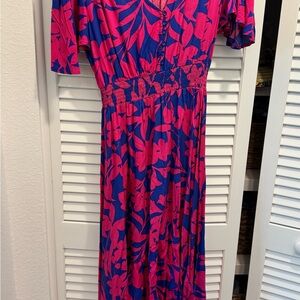 Floral Pink and Blue Women's Dress